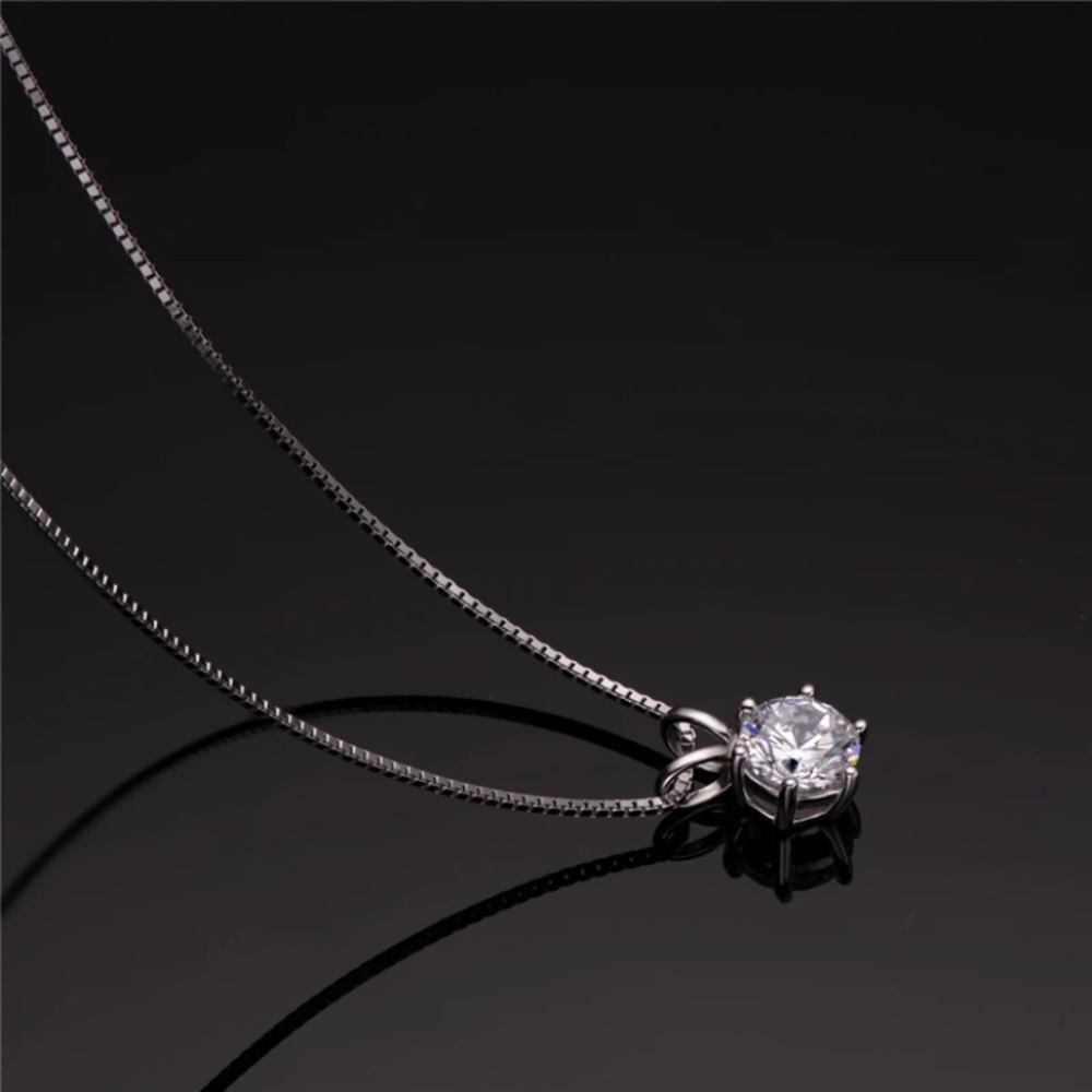 CERTIFIED  1 Carat D Color Moissanite Pendant Necklace 925 Sterling silver NEW - Picture 4 of 11